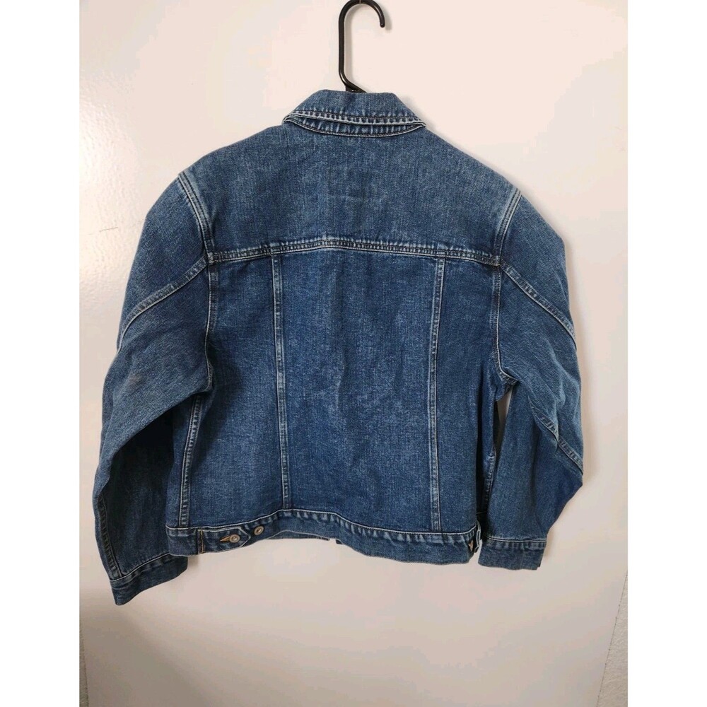 Vintage Eddie Bauer Trucker Jean Denim Jacket Blue Button Cotton - Size Large - Picture 2 of 6